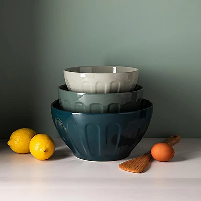 KSP Heirloom 'Faceted' Mixing Bowl - Set of 3 (Green)