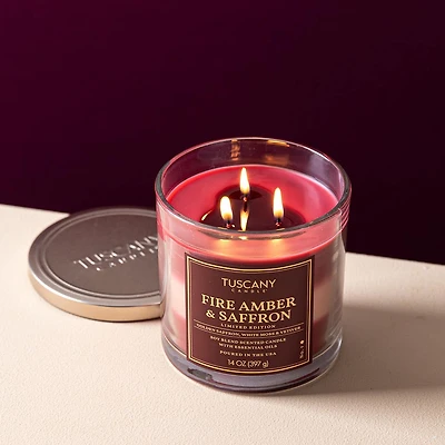Empire Tuscany 3-Wick 'Fire Amber & Saffron' Glass Jar Candle