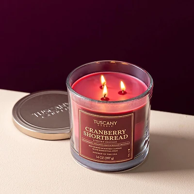 Empire Tuscany 3-Wick 'Cranberry Shortbread' Glass Jar Candle