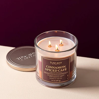 Empire Tuscany 3-Wick 'Cinnamon Spiced Cafe' Glass Jar Candle