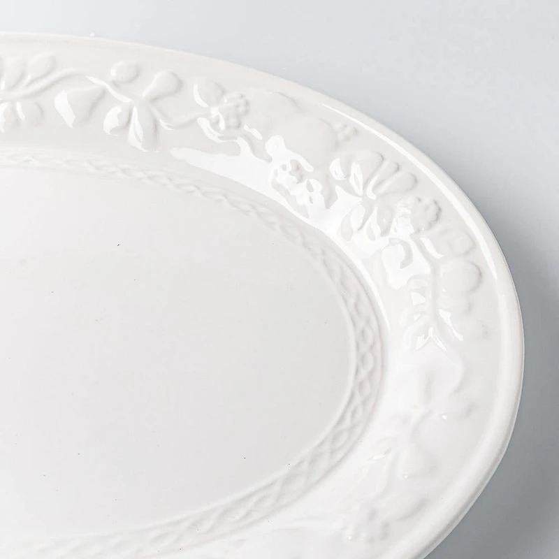 Gibson Home Fruitful Durastone Serving Platter 19" Oval (White)