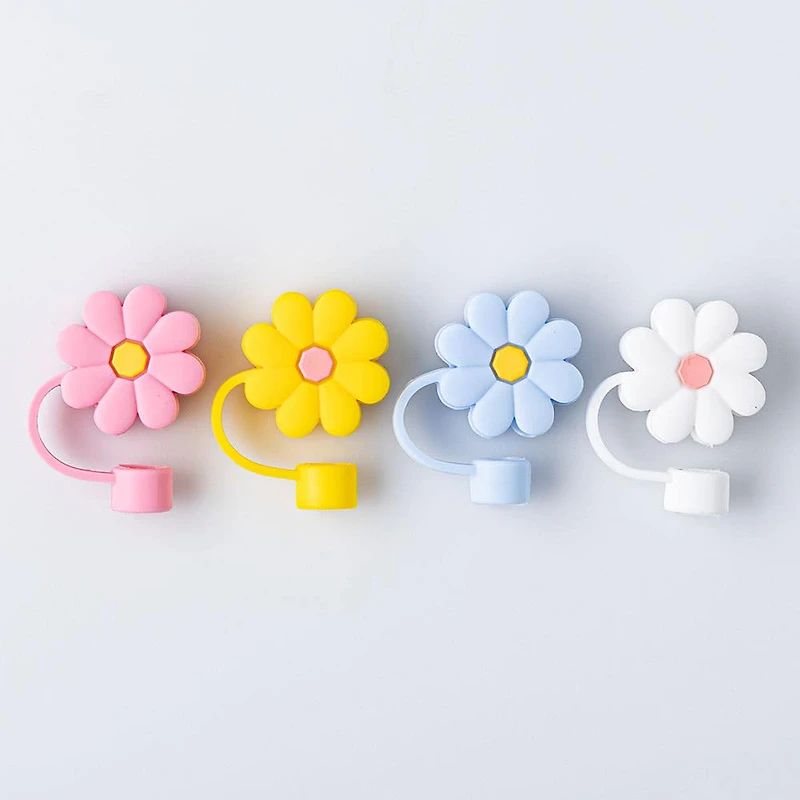Pure Fun Straw 'Assorted' Straw Caps - Set of 4