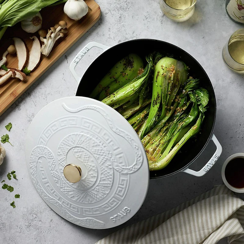 Staub France 'Year of The Snake' Cast Iron Round Cocotte (White)