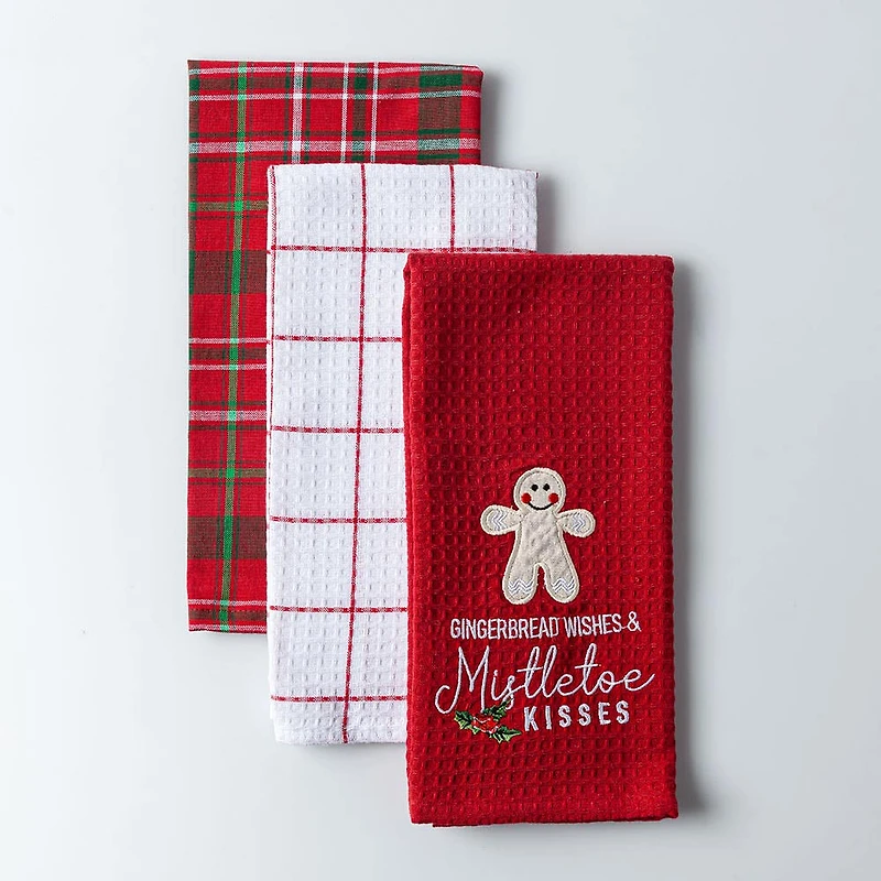 Harman Christmas 'Gingerbread Wishes' Cotton Kitchen Towel - Set of 3
