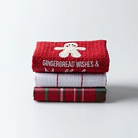 Harman Christmas 'Gingerbread Wishes' Cotton Kitchen Towel - Set of 3