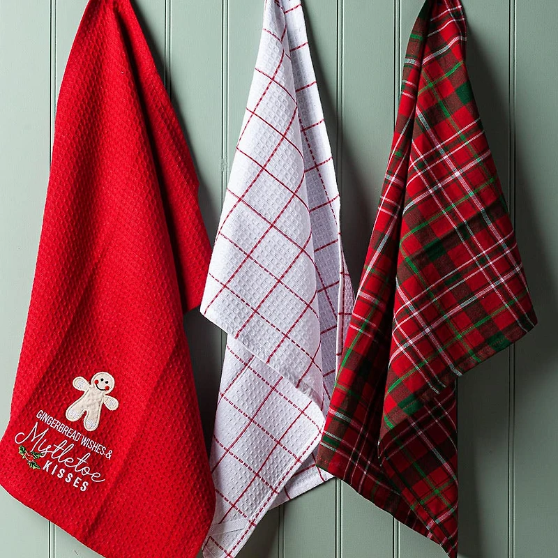 Harman Christmas 'Gingerbread Wishes' Cotton Kitchen Towel - Set of 3