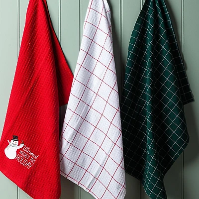 Harman Christmas 'Warmest Wishes' Cotton Kitchen Towel - Set of 3