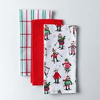 Harman Christmas 'Ski Mouse' Cotton Kitchen Towel - Set of 3