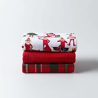 Harman Christmas 'Elf On The Shelf' Cotton Kitchen Towel - Set of 3