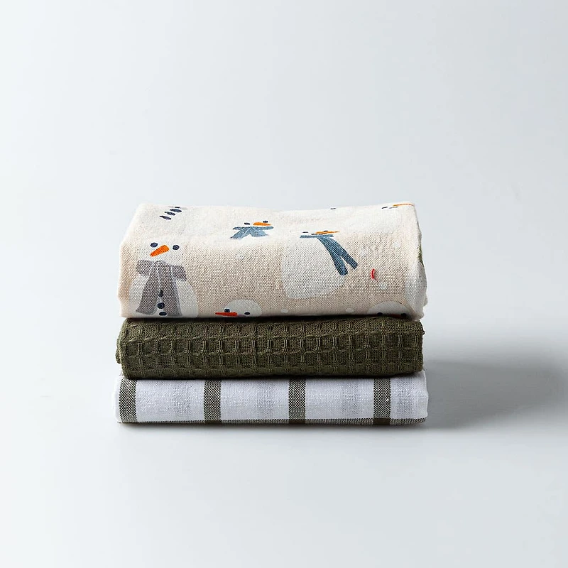 Harman Christmas 'Snowman' Cotton Kitchen Towel - Set of 3