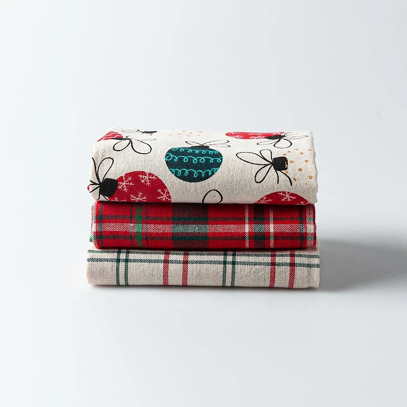 Harman Christmas 'Falling Ornament' Cotton Kitchen Towel - Set of 3