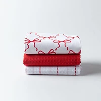 Harman Christmas 'Bow Repeat' Cotton Kitchen Towel - Set of 3