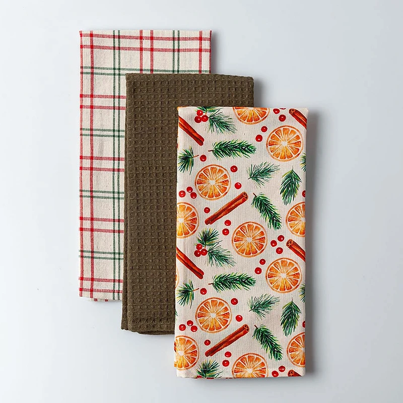 Harman Christmas 'Mulled Wine' Cotton Kitchen Towel - Set of 3