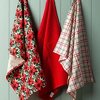 Harman Christmas 'Shimmer Poinsettia' Cotton Kitchen Towel - Set of 3