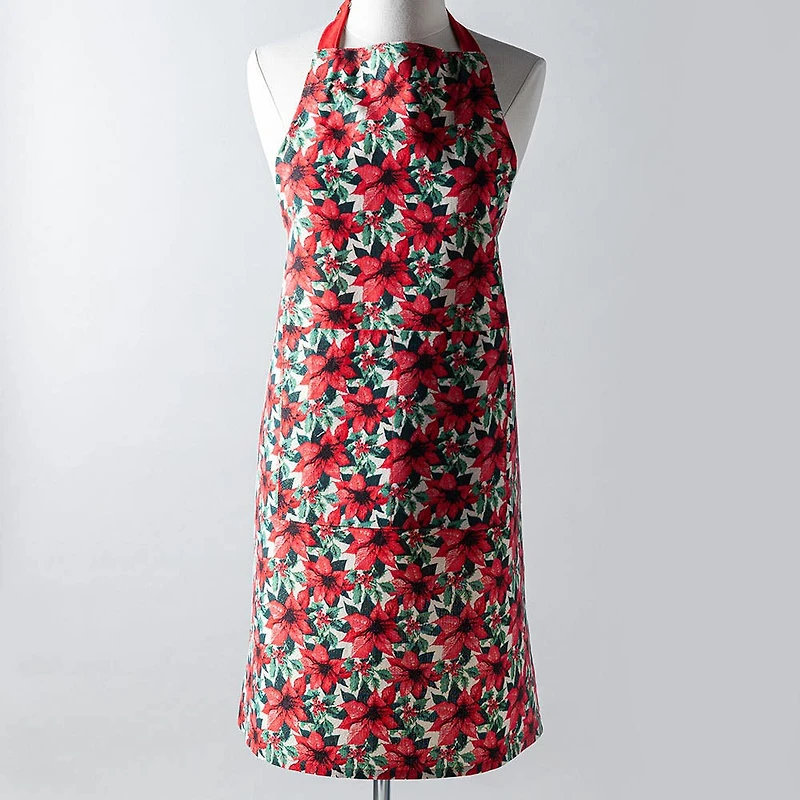 Harman Christmas 'Shimmer Poinsettia' Cotton Apron