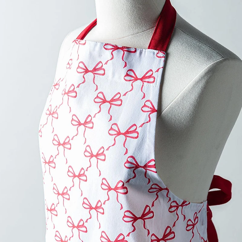Harman Christmas 'Bow Repeat' Cotton Apron (Red/White)