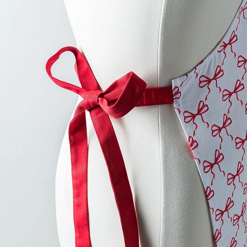 Harman Christmas 'Bow Repeat' Cotton Apron (Red/White)