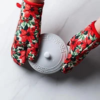 Harman Christmas 'Shimmer Poinsettia' Cotton Oven Mitt - Set of 2