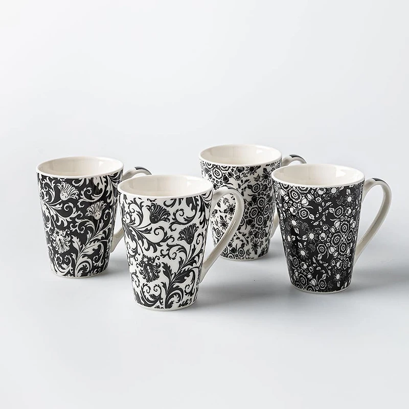 KSP Graphic 'Flora' Conical Mug (Black/White)