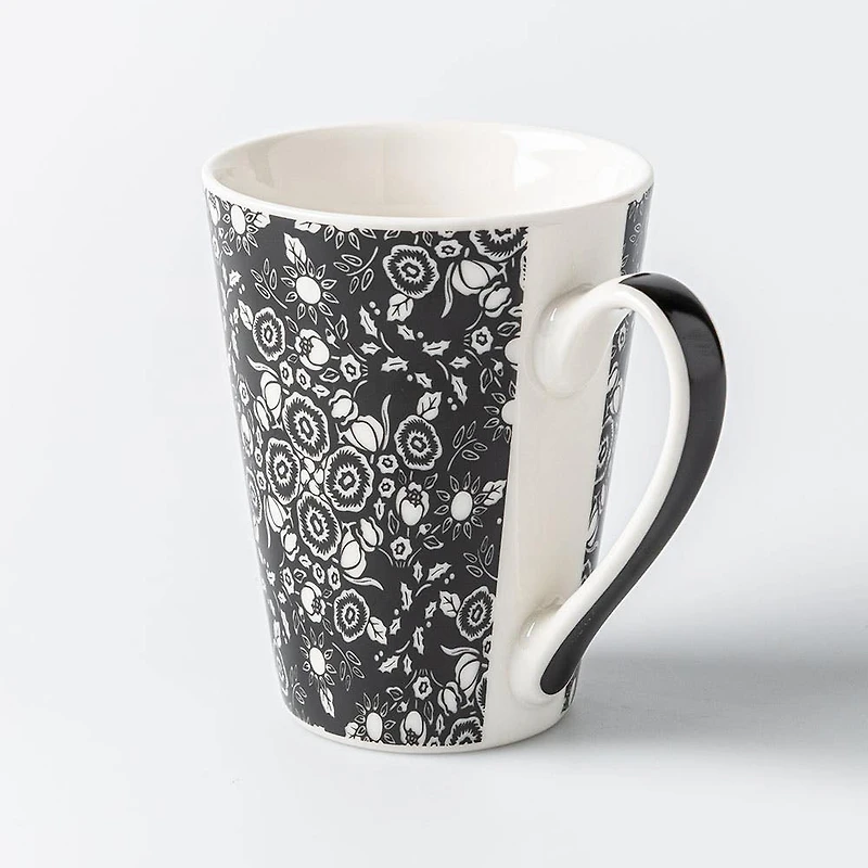 KSP Graphic 'Flora' Conical Mug (Black/White)