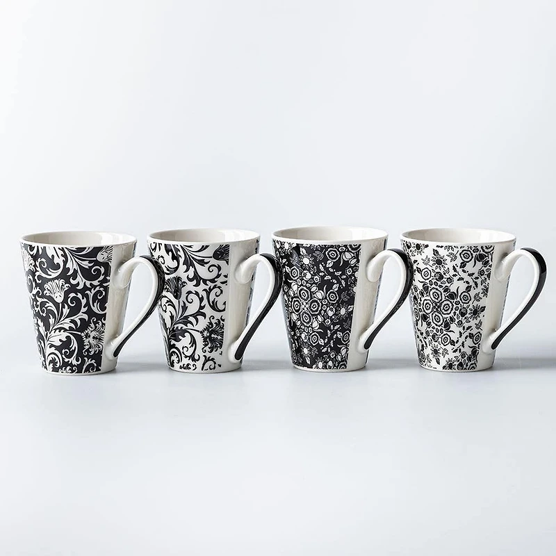 KSP Graphic 'Flora' Conical Mug (Black/White)