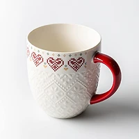 KSP Christmas Embossed 'Heart' Ceramic Mug