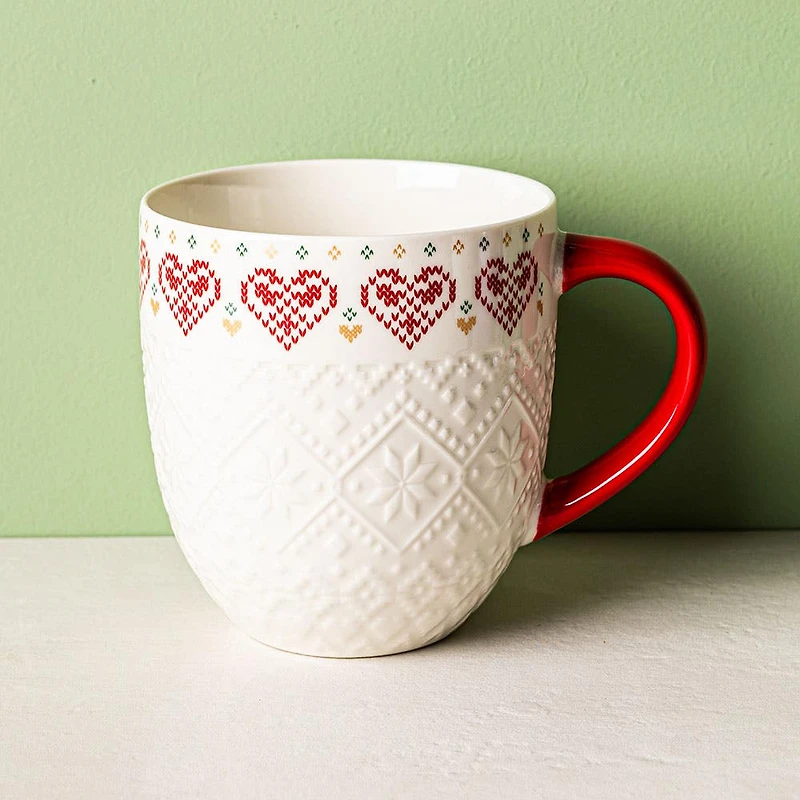 KSP Christmas Embossed 'Heart' Ceramic Mug