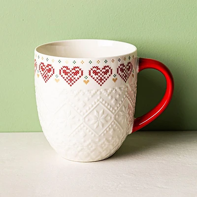 KSP Christmas Embossed 'Heart' Ceramic Mug
