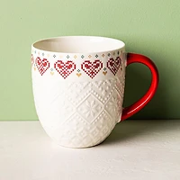 KSP Christmas Embossed 'Heart' Ceramic Mug
