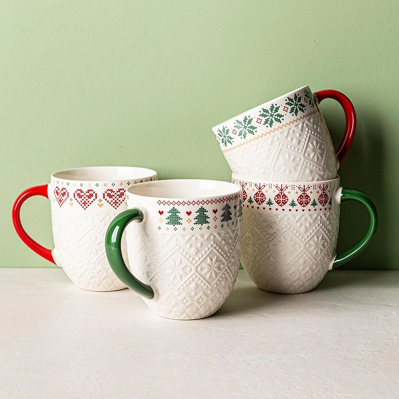 KSP Christmas Embossed 'Heart' Ceramic Mug