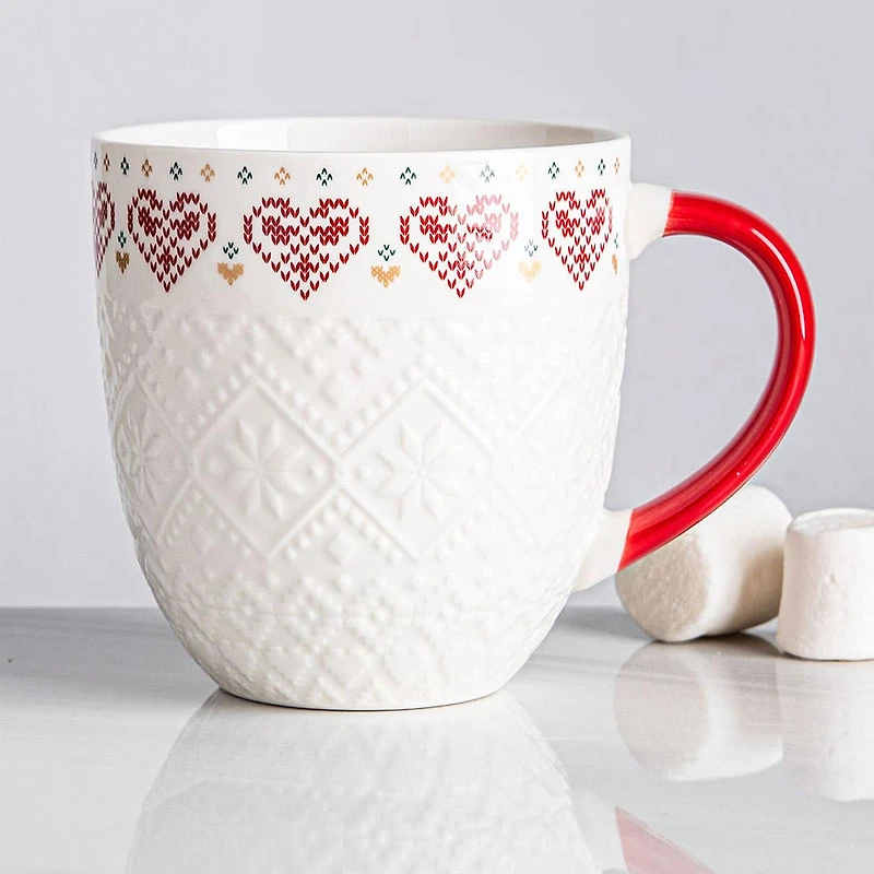 KSP Christmas Embossed 'Heart' Ceramic Mug