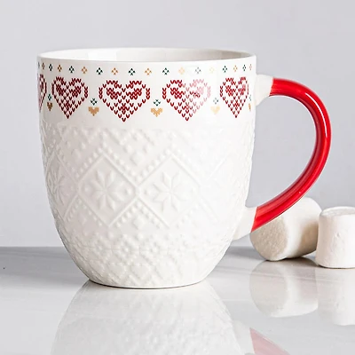 KSP Christmas Embossed 'Heart' Ceramic Mug