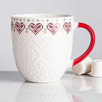 KSP Christmas Embossed 'Heart' Ceramic Mug