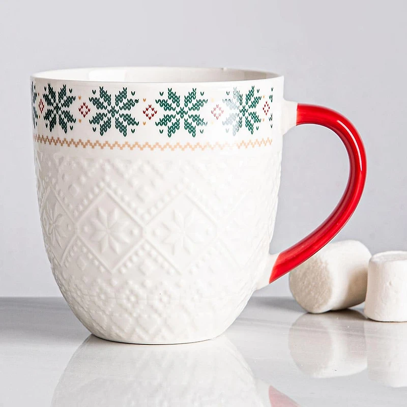 KSP Christmas Embossed 'Snowflake' Ceramic Mug