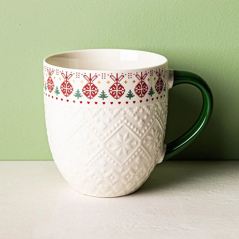 KSP Christmas Embossed 'Ornament' Ceramic Mug