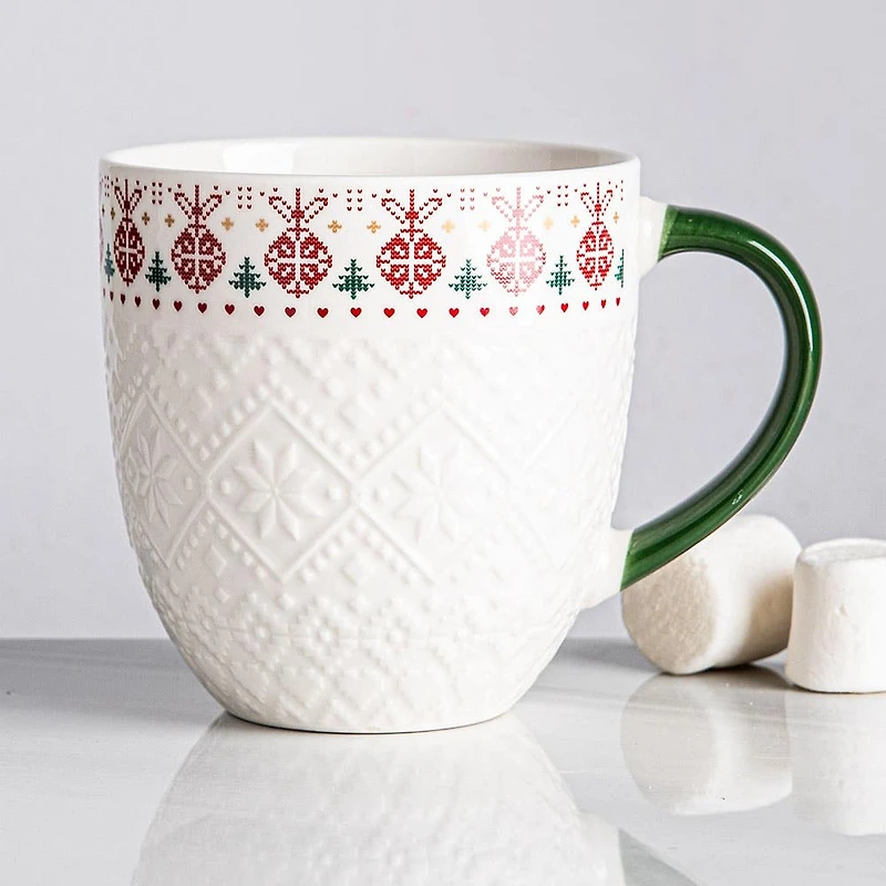 KSP Christmas Embossed 'Ornament' Ceramic Mug