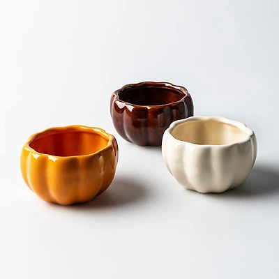 Bia Harvest 'Pumpkin' Stoneware Dip Bowls - Set of 3