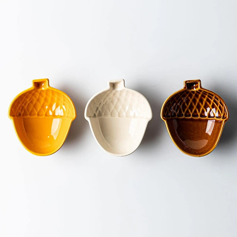Bia Harvest 'Acorn' Stoneware Dip Bowls - Set of 3