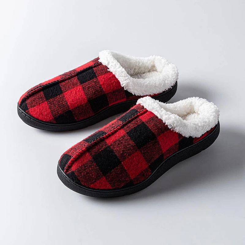 Harman Kodiak 'Faux Suede' Memory Foam Slippers Men (Buffalo Check)