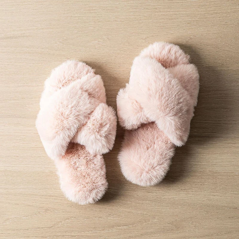 Harman Tahoe 'Criss Cross' Memory Foam Slippers Women (Blush)