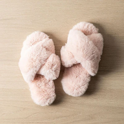 Harman Tahoe 'Criss Cross' Memory Foam Slippers Women (Blush)