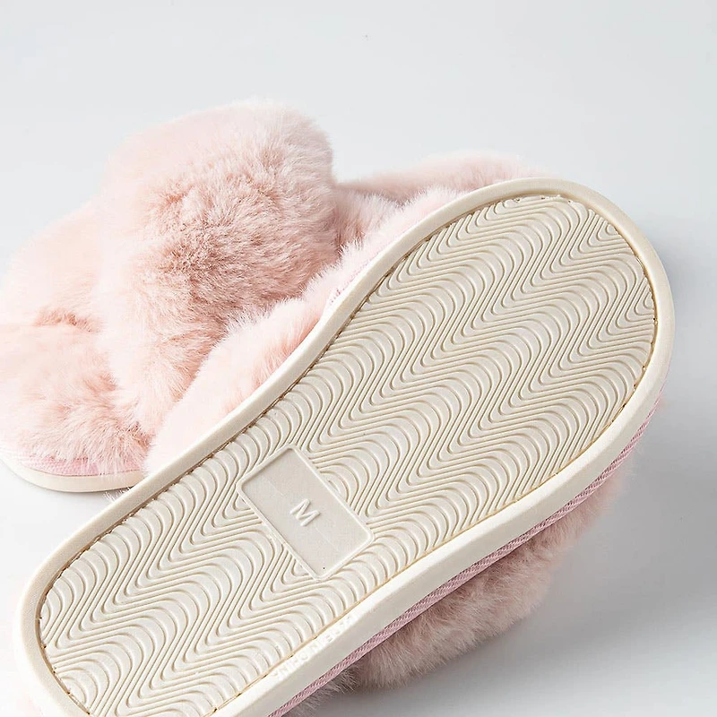 Harman Tahoe 'Criss Cross' Memory Foam Slippers Women (Blush)