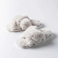 Harman Tahoe 'Criss Cross' Memory Foam Slippers Women (Light Grey)