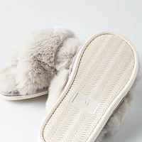 Harman Tahoe 'Criss Cross' Memory Foam Slippers Women (Light Grey)