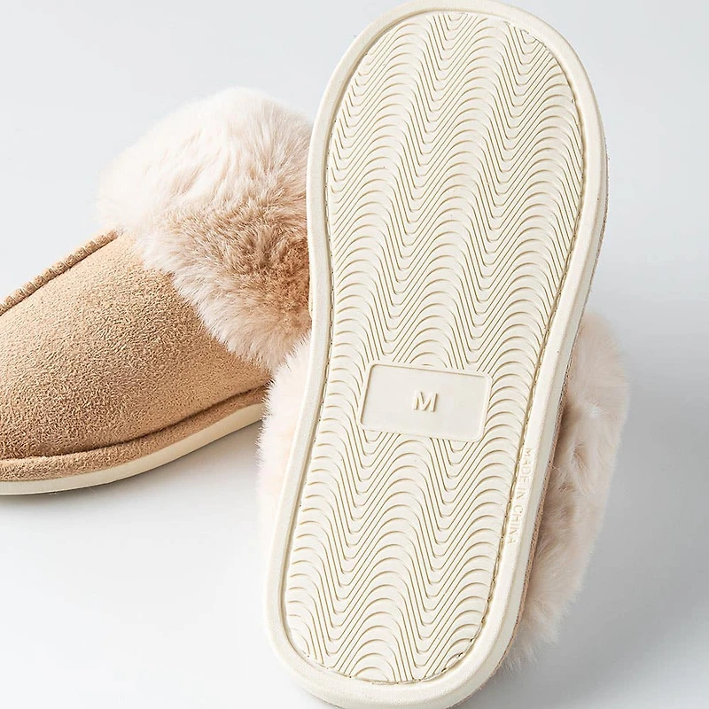 Harman Aspen 'Sherpa Lined Cuff' Memory Foam Slippers Women (Natural)