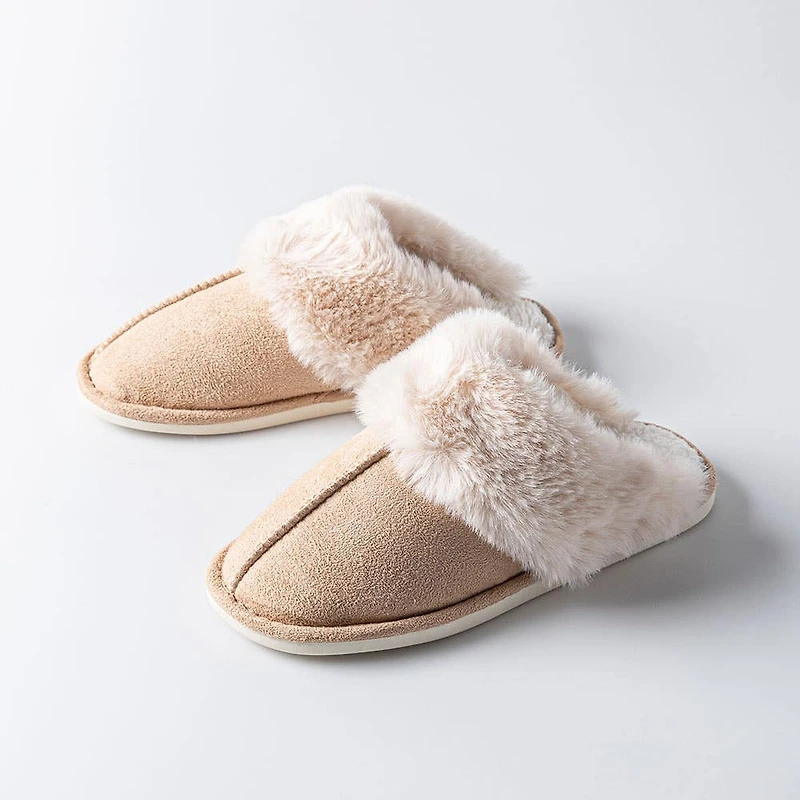 Harman Aspen 'Sherpa Lined Cuff' Memory Foam Slippers Women (Natural)