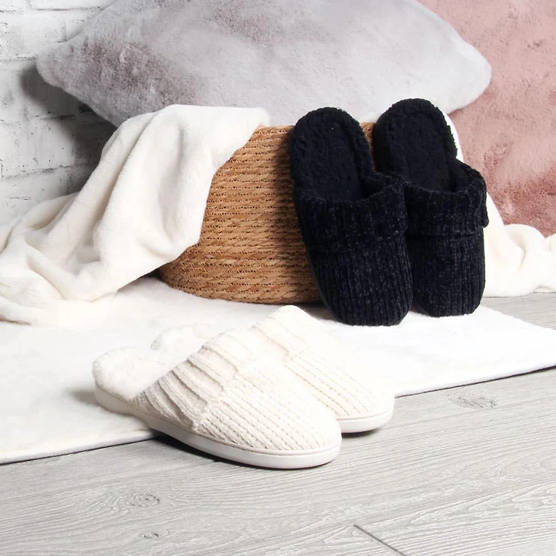Harman Luxury Chenille Memory Foam Slippers Women