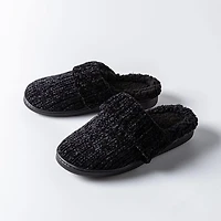 Harman Luxury Chenille Memory Foam Slippers Women (Black)