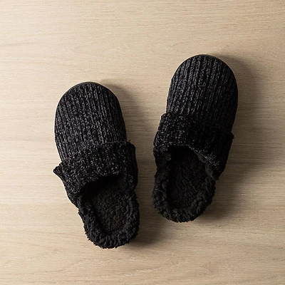 Harman Luxury Chenille Memory Foam Slippers Women (Black)