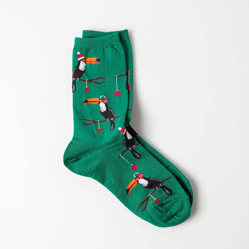 Hotsox Women's 'Christmas Toucans' Crew Socks - 1 Pair